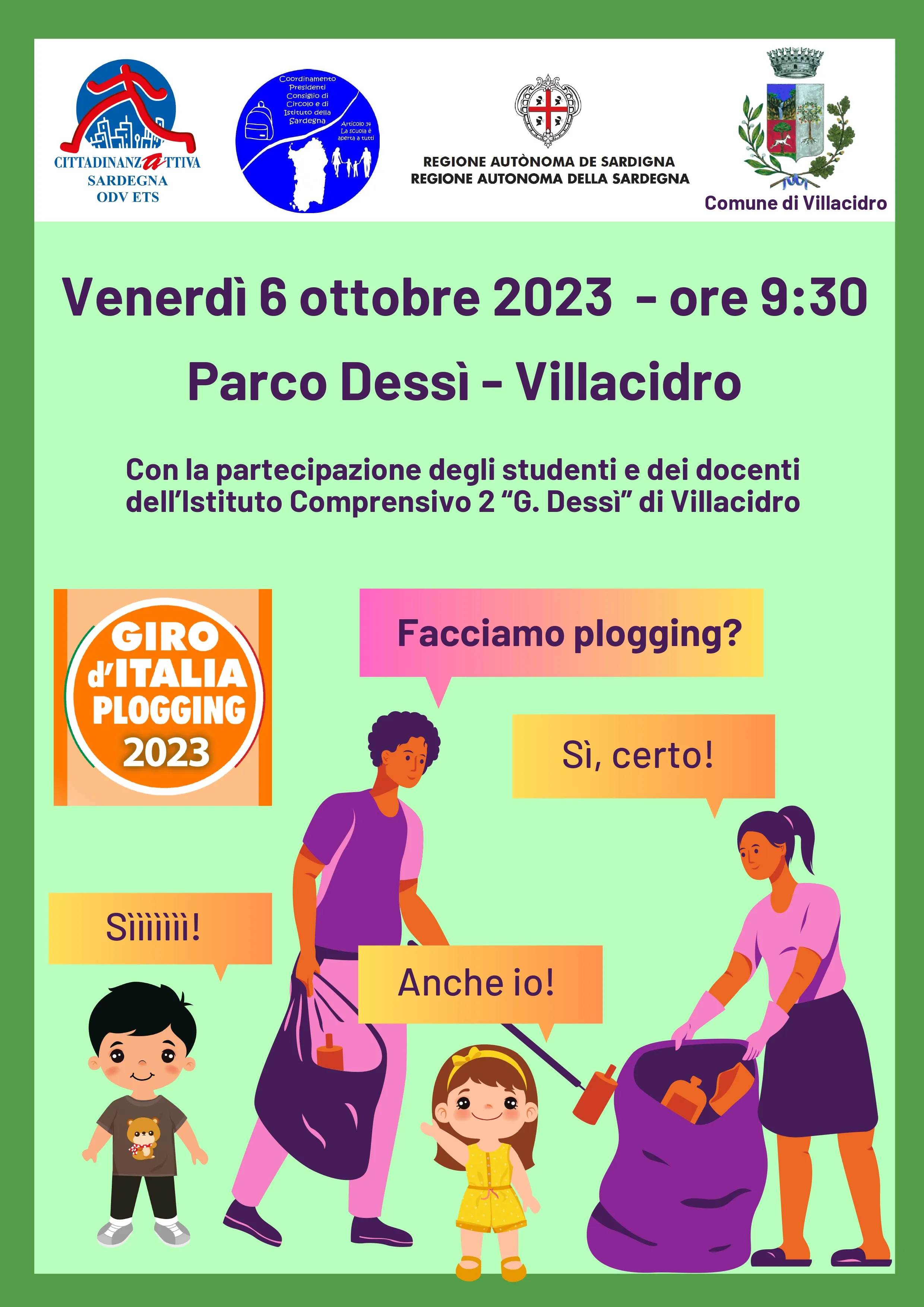 Giro d'Italia Plogging 2023 - Venerdì 6 ottobre 2023- ore 9:30 -Parco Dessì - Villacidro